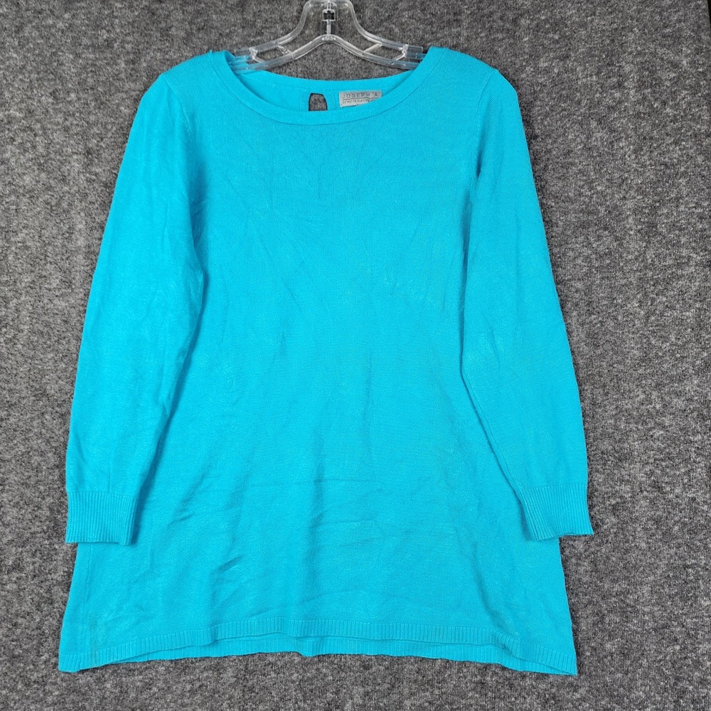 Joseph A. Knit Sweater Women S Turquoise Blue Keyhole Back Long Sleeve Pullover